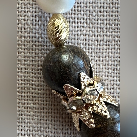 22 inch Bronzite gemstone and Freshwater Pearl bead necklace NWOT - Picture 6 of 15